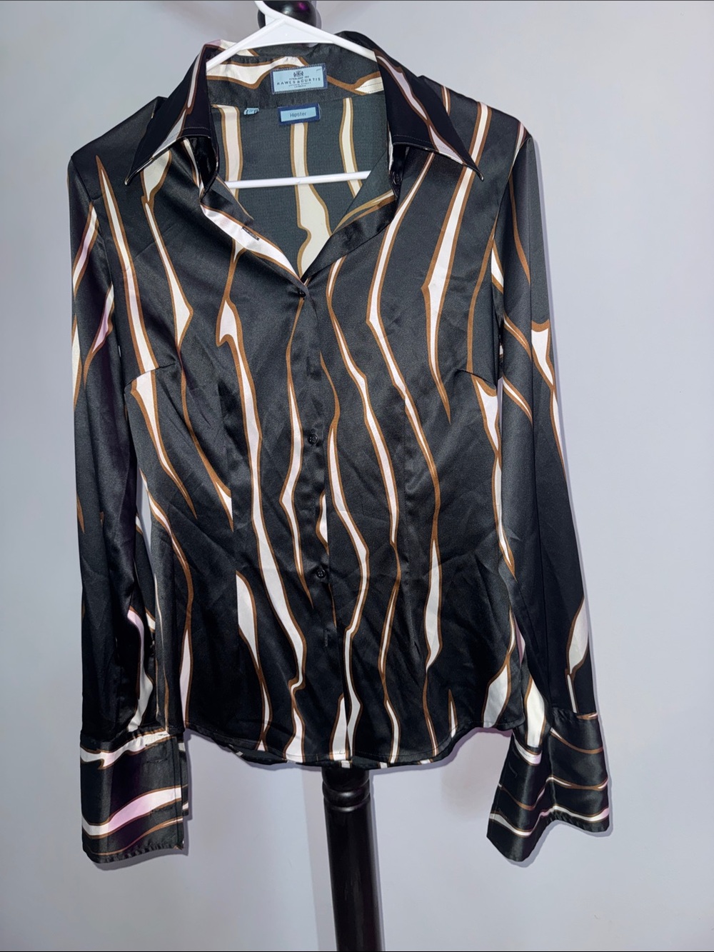 Hawed & Curtis Striped Button-Down Shirt in Black/Brown/White Patten 4.1T